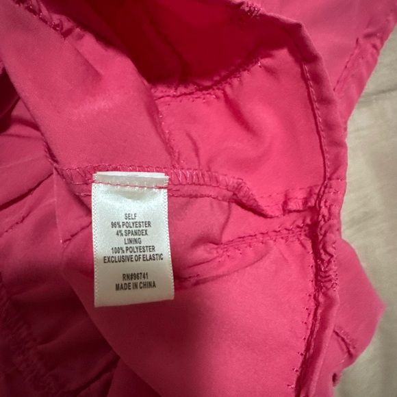 Cloth & Portrait Pink Tiered Ruffle Dress Short Sleeve Lined Size L - Picture 5 of 5